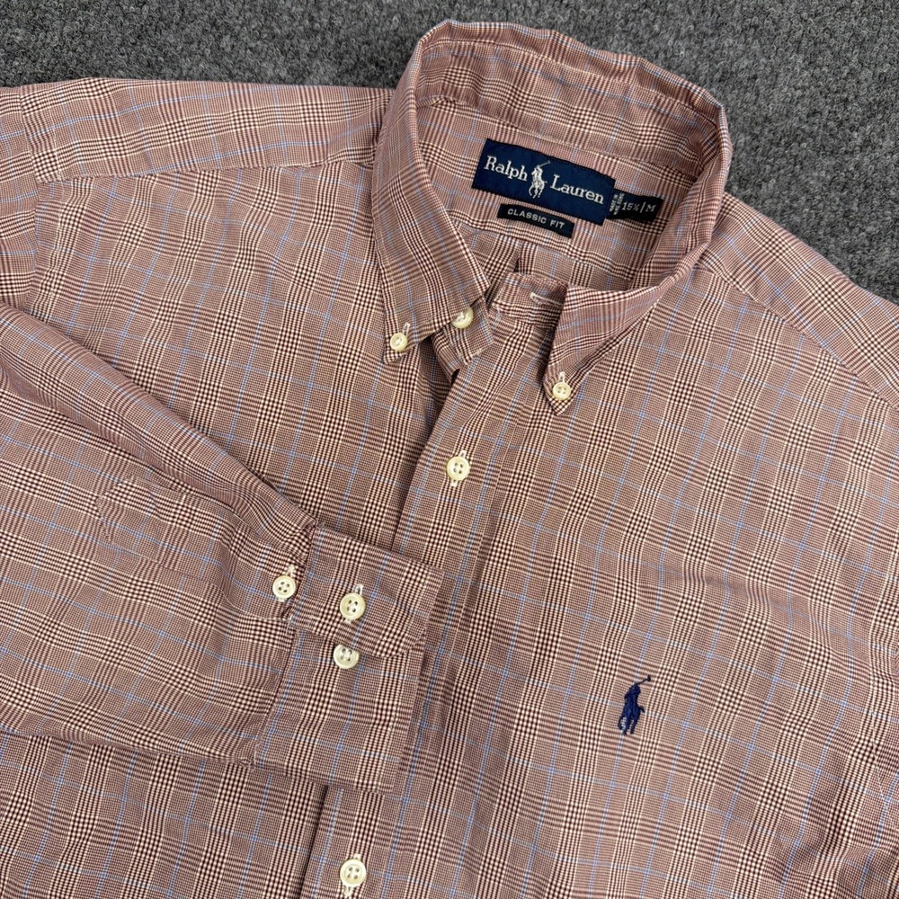 Polo Ralph Lauren Shirt Men M Classic Fit Plaid Cotton Button Down Long Sleeve